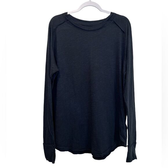 FREE PEOPLE WE THE FREE Black Long Sleeve Tee Shirt Size Small - Picture 1 of 8